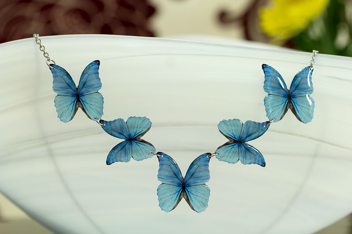 Morpho butterfly outlet necklace